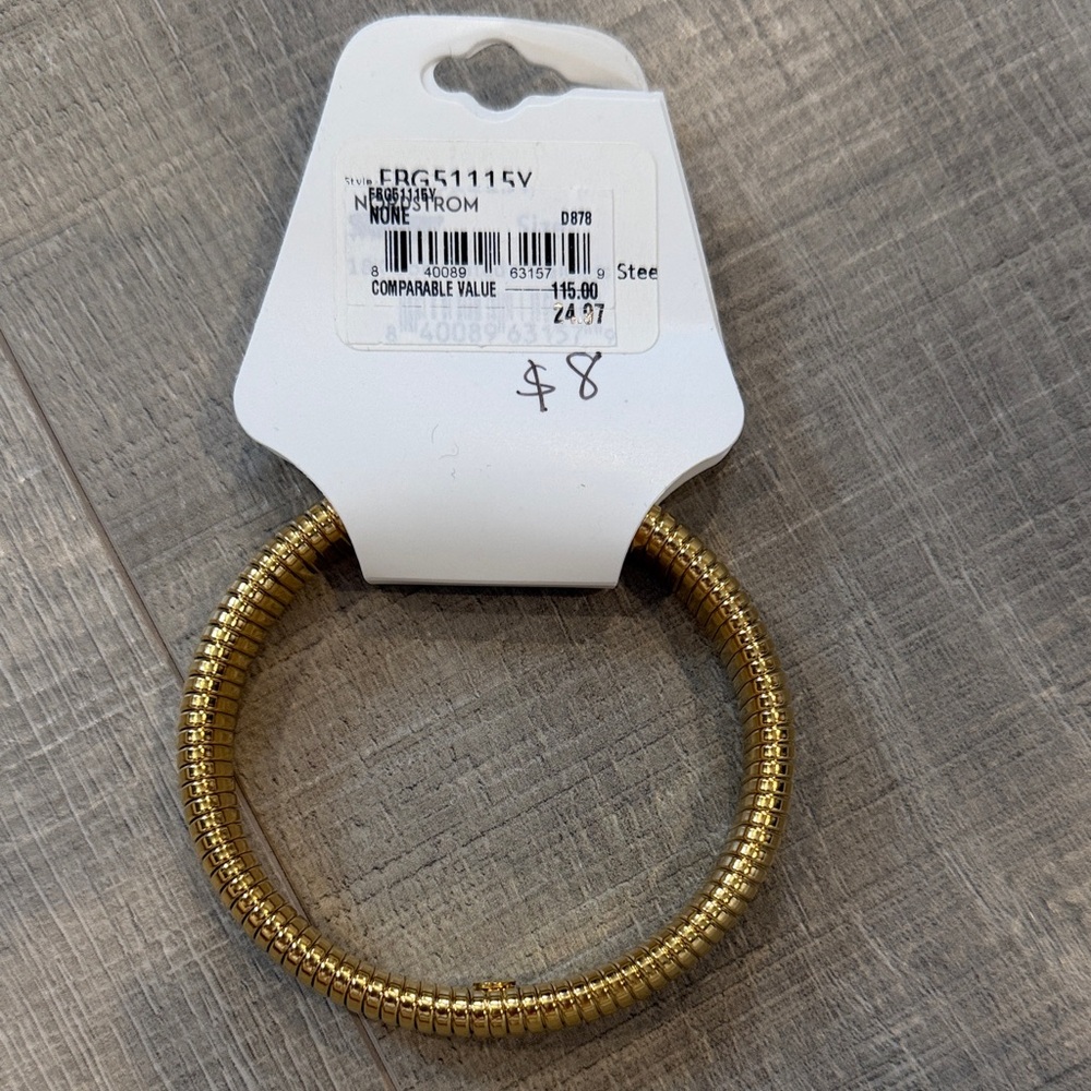 Elastic Ribbed Gold Bracelet
